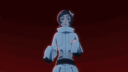a drawing of a person with a white jacket and black sleeves