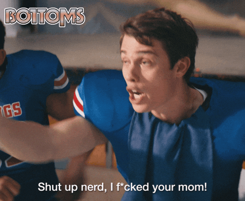 a man in a football uniform says shut up nerd