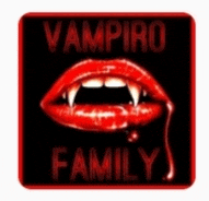 a picture of a vampire 's mouth with blood dripping from it and the words vampiro family