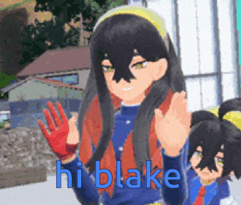 a cartoon character says hi blake on the bottom