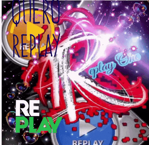a colorful poster that says quiero replay on it