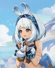 a girl with white hair is wearing a bunny hat