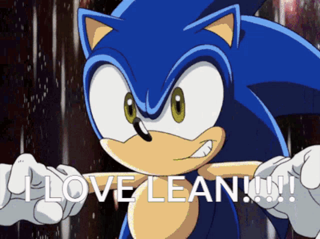 a picture of sonic the hedgehog with the words i love lean