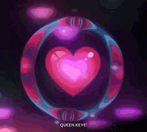 a bubble with a heart inside of it that says queen keye on the bottom