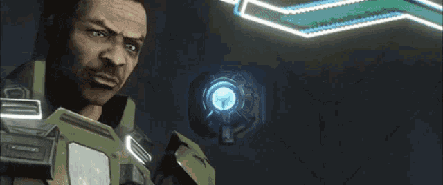 a man in a video game is standing next to a sign that says deal