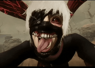 a close up of a person wearing a mask with their tongue sticking out