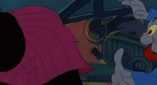 a cartoon cat is wearing a blue jacket and a red tie