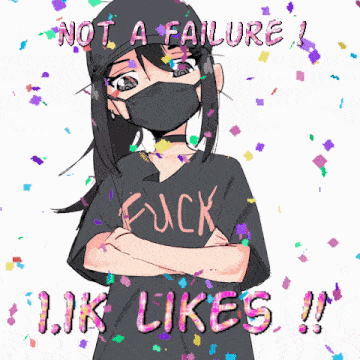 a girl wearing a mask and a shirt that says " fuck " on it