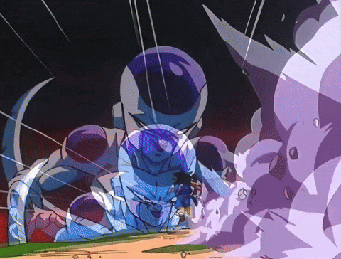 a cartoon of a person being punched by a monster