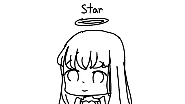 a black and white drawing of a little girl with a halo on her head .