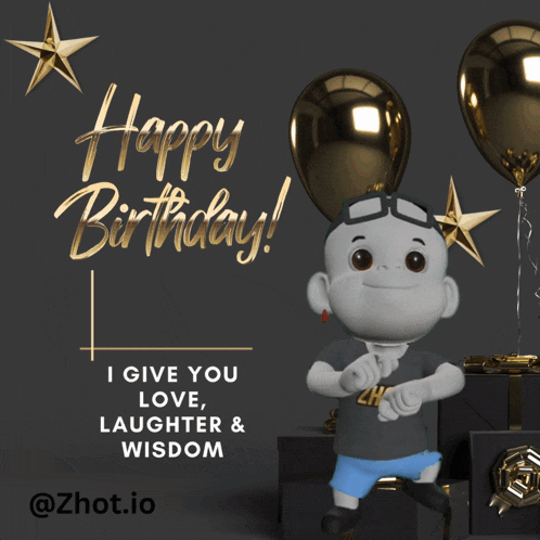 a happy birthday card with a cartoon character