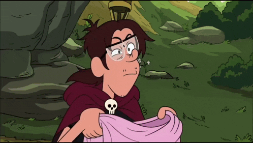 a cartoon character with a skull and a crown on his chest