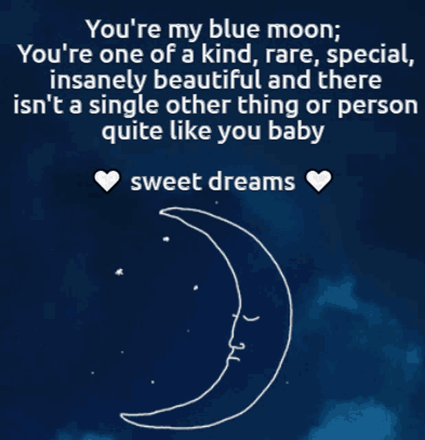 a drawing of a crescent moon with the words " you 're my blue moon " underneath it
