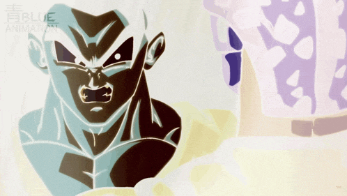 a drawing of a man 's face with the words blue animation on the bottom