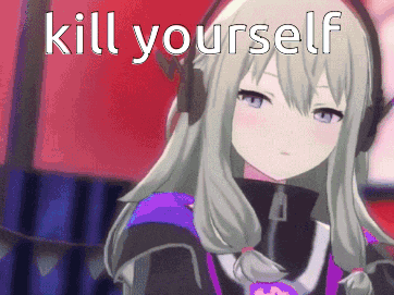 a picture of a girl with headphones and the words kill yourself above her