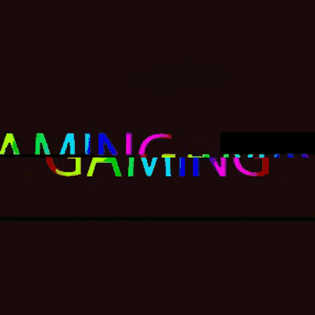 the word gaming is displayed in rainbow colors on a black background