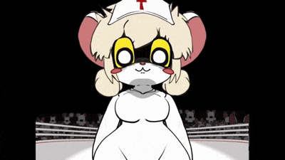 a cartoon character wearing a hat with a t on it