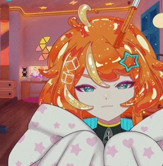 a drawing of a girl with orange hair and a star in her hair