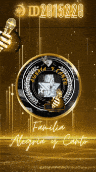 a gold and black coin with the words familia alegria y canto on it