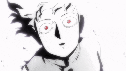 a drawing of a person with red eyes