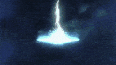 a lightning bolt is coming out of a dark blue background