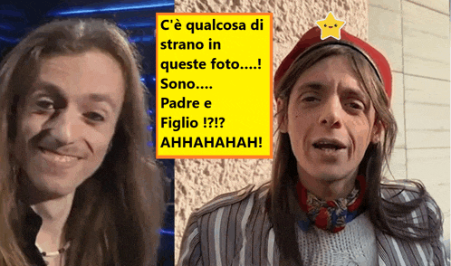 a man with long hair is next to a man with a red hat
