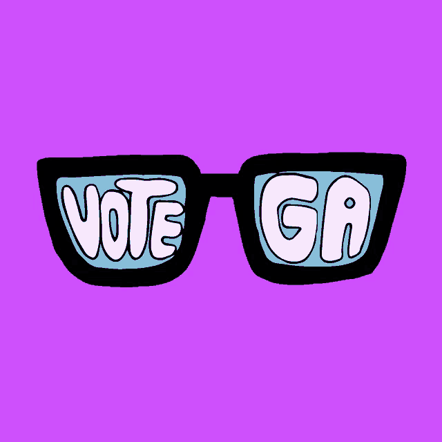 a pair of glasses with the words vote ga written on them