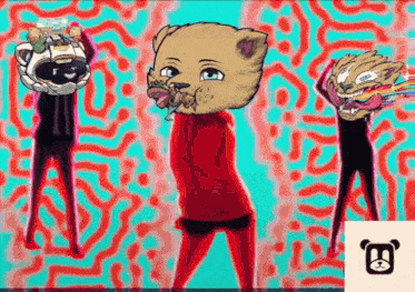 a cartoon drawing of a bear with a red sweater