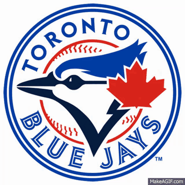 a logo for the toronto jays with a maple leaf on it