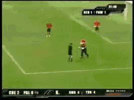 a soccer game is being shown on a television screen with the time of 31:46