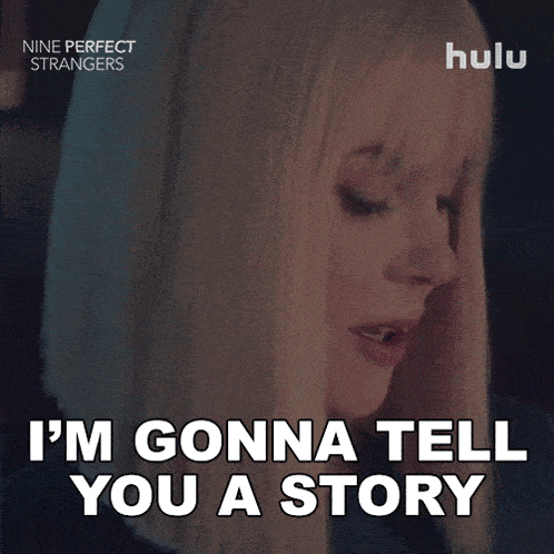 a woman says " i 'm gonna tell you a story " in a hulu ad