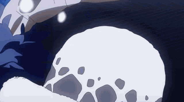 a close up of a cartoon character 's face with a white circle in the middle