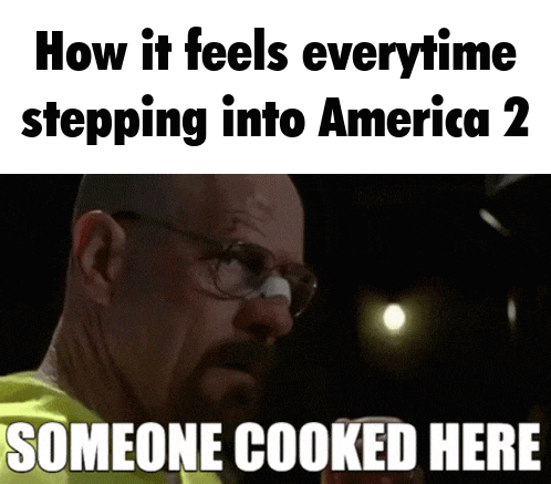 a man with glasses and a bandage on his nose says how it feels everytime stepping into america 2 someone cooked here .