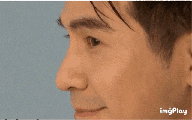 a close up of a man 's face with the words imgplay visible
