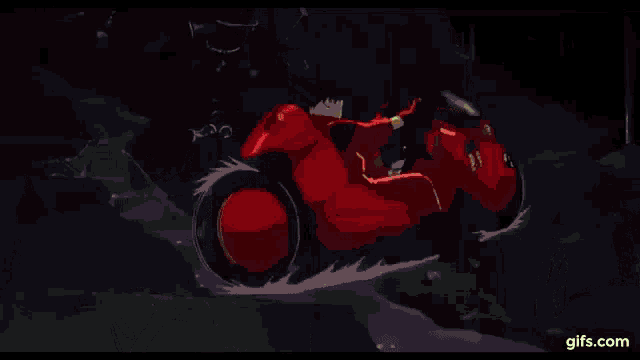 a close up of a red motorcycle with a green lightning bolt coming out of the tire .