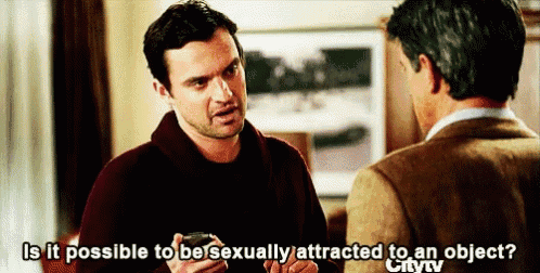 two men are talking and one of them is asking if it is possible to be sexually attracted to another object