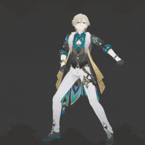 a cartoon character in a black and white outfit is dancing