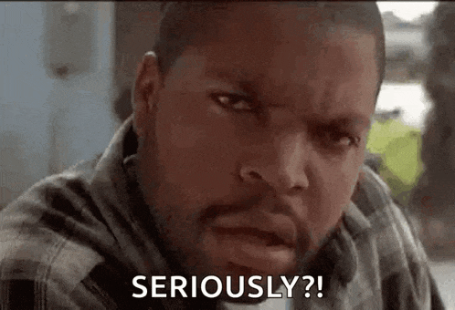 ice cube is making a funny face and saying `` seriously ? '' .