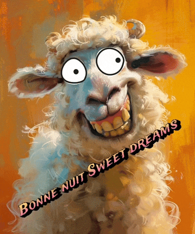a picture of a sheep with the words bonne nuit sweet dreams written below it