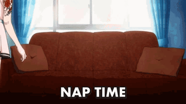 a couch with the words nap time written on it