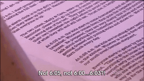 a piece of paper that says not 6:05 not 6:00 6:03 on it