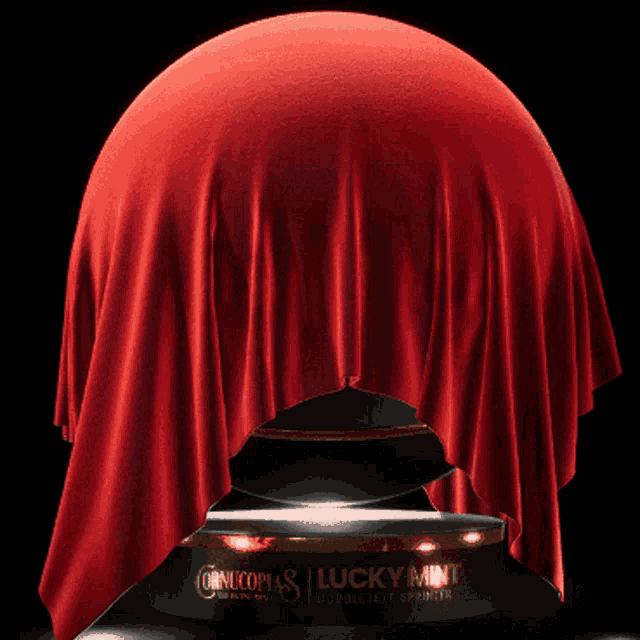 a can of cornucopias lucky mint covered in red cloth