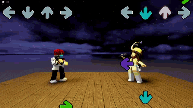 a screenshot of a video game with arrows pointing in opposite directions