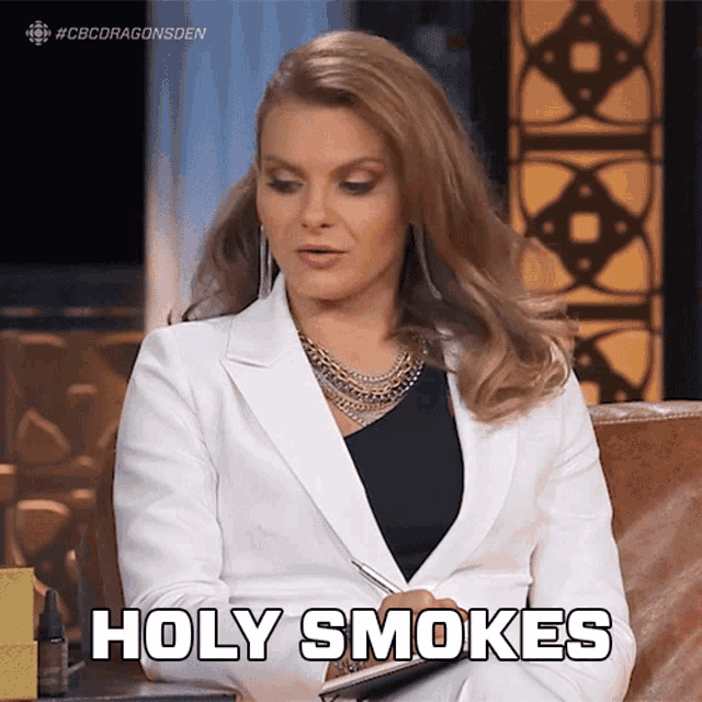 Holy Smokes Michele Romanow GIF - Holy Smokes Michele Romanow Dragons Den GIFs