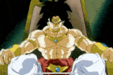 a cartoon character is sitting in a chair with a sword in his hand
