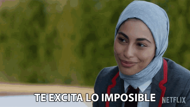 a woman in a hijab says te excita lo impossible