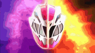 a drawing of a helmet with a rainbow background