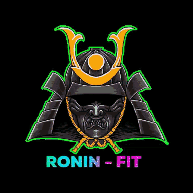 a logo for ronin fit with a samurai helmet and a mask