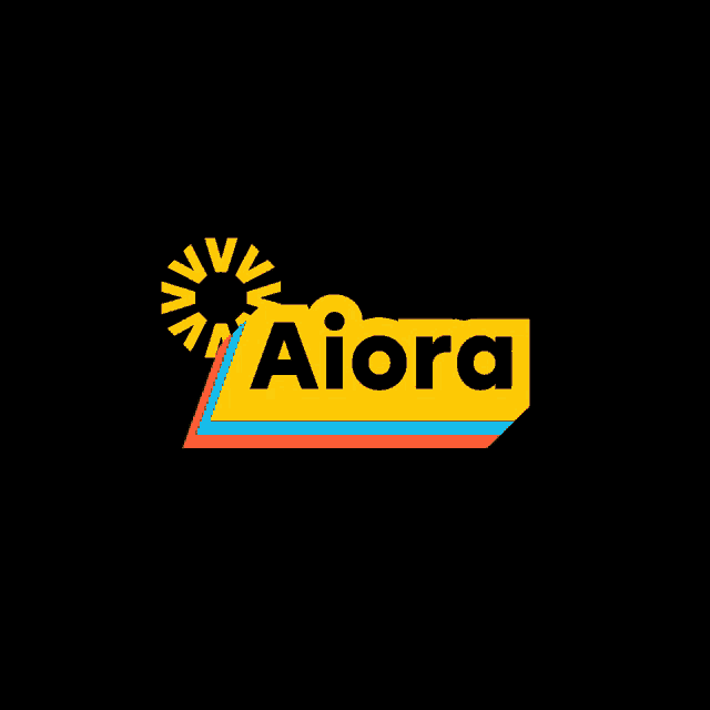 a black background with a yellow aiora logo on it