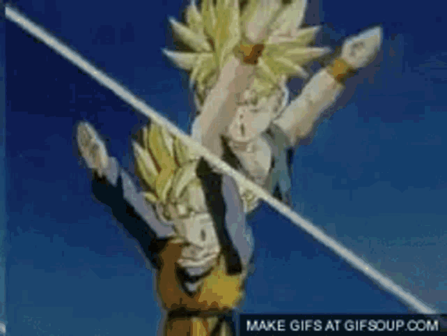 a couple of anime characters are flying through the air with a make gifs at gifsoup.com link